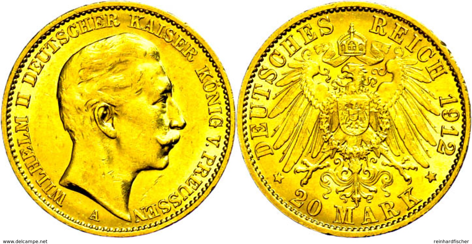 136 20 Mark, 1912, A, Wilhelm II., Kl. Rf., Vz., Katalog: J. 252 Vz - Sonstige & Ohne Zuordnung