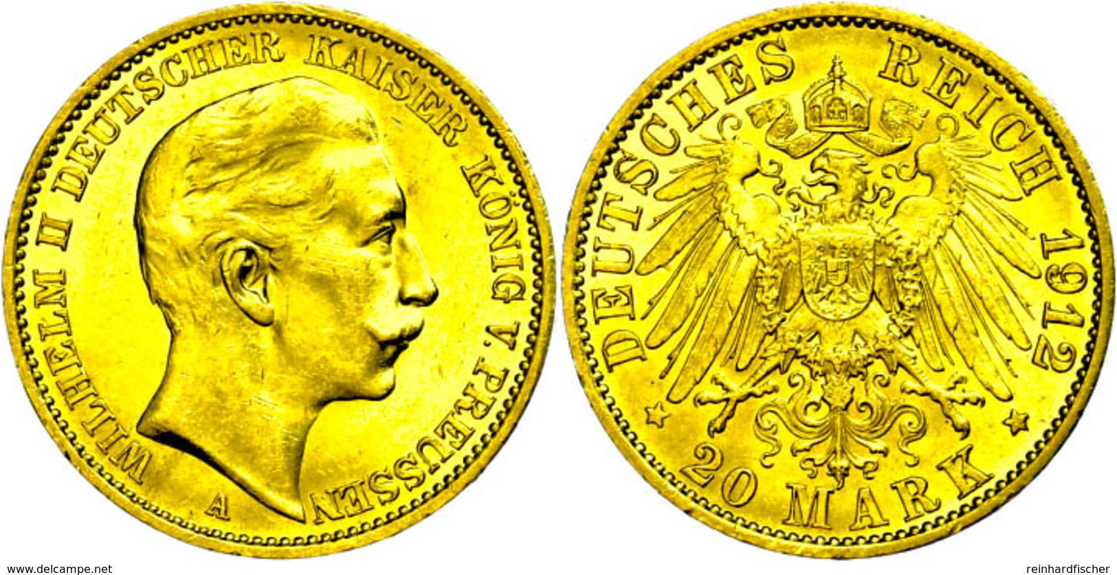 137 20 Mark, 1912, Wilhelm II., Kl. Rf., Vz-st., Katalog: J. 252 Vz-st - Other & Unclassified