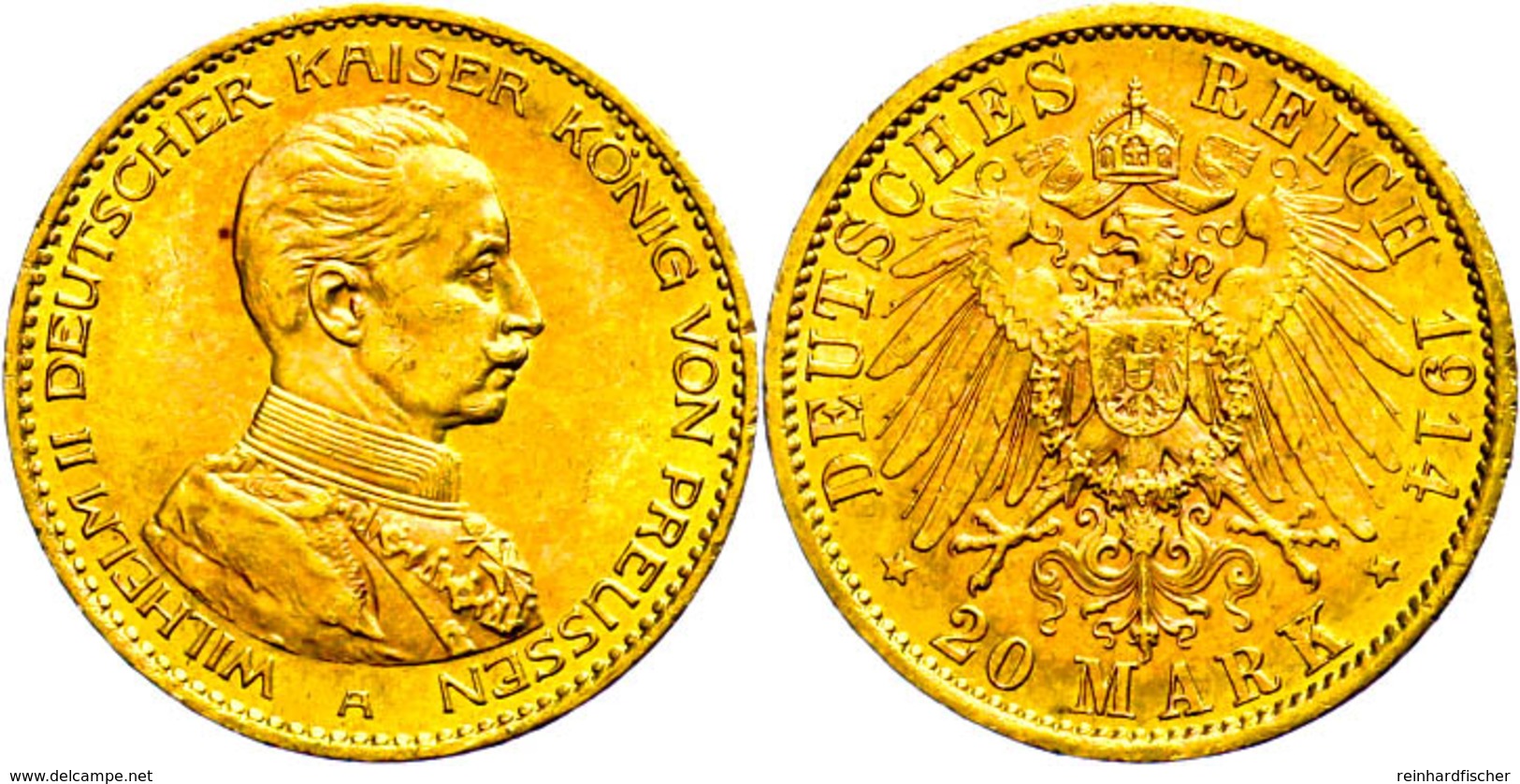 140 20 Mark, 1914, Wilhelm II., Kl. Rf., Vz., Katalog: J. 253 Vz - Andere & Zonder Classificatie