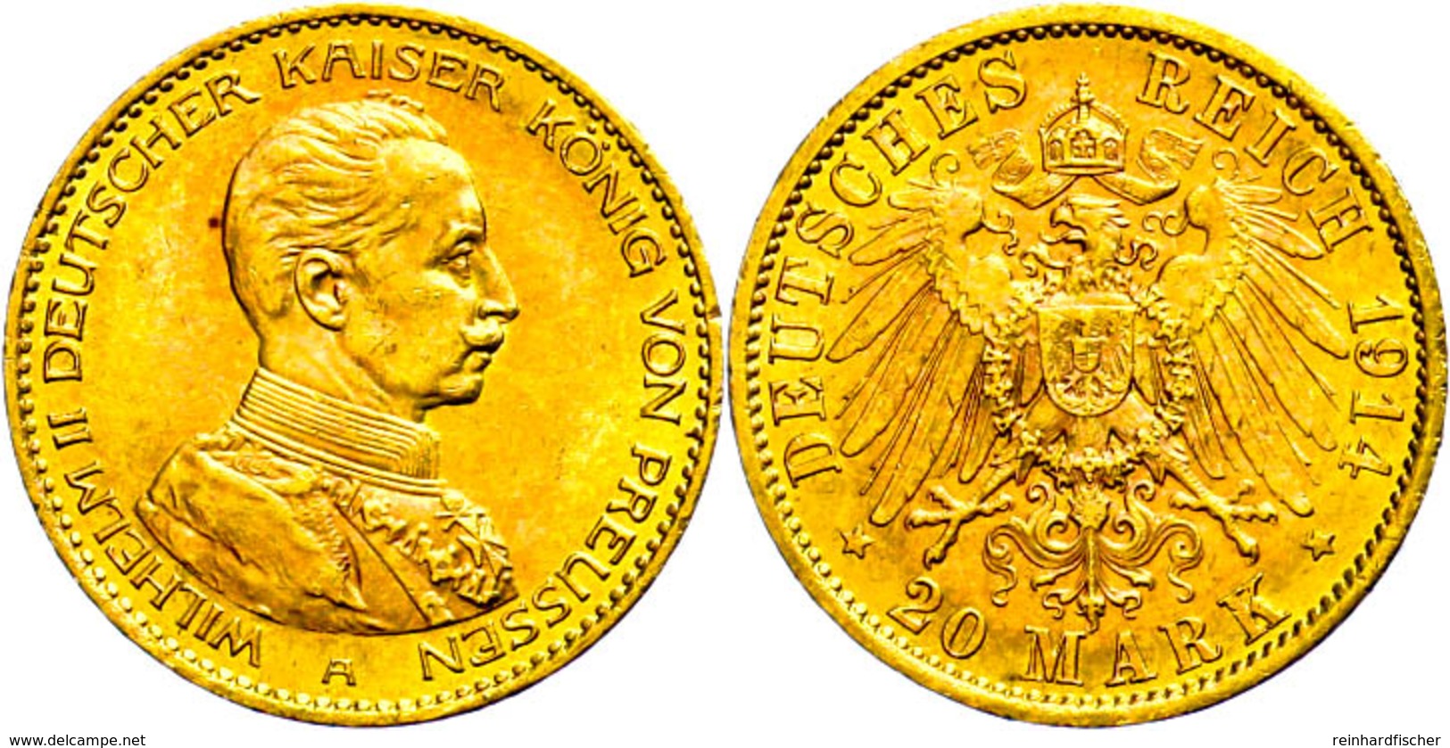 140 20 Mark, 1914, Wilhelm II., Kl. Rf., Vz., Katalog: J. 253 Vz - Sonstige & Ohne Zuordnung