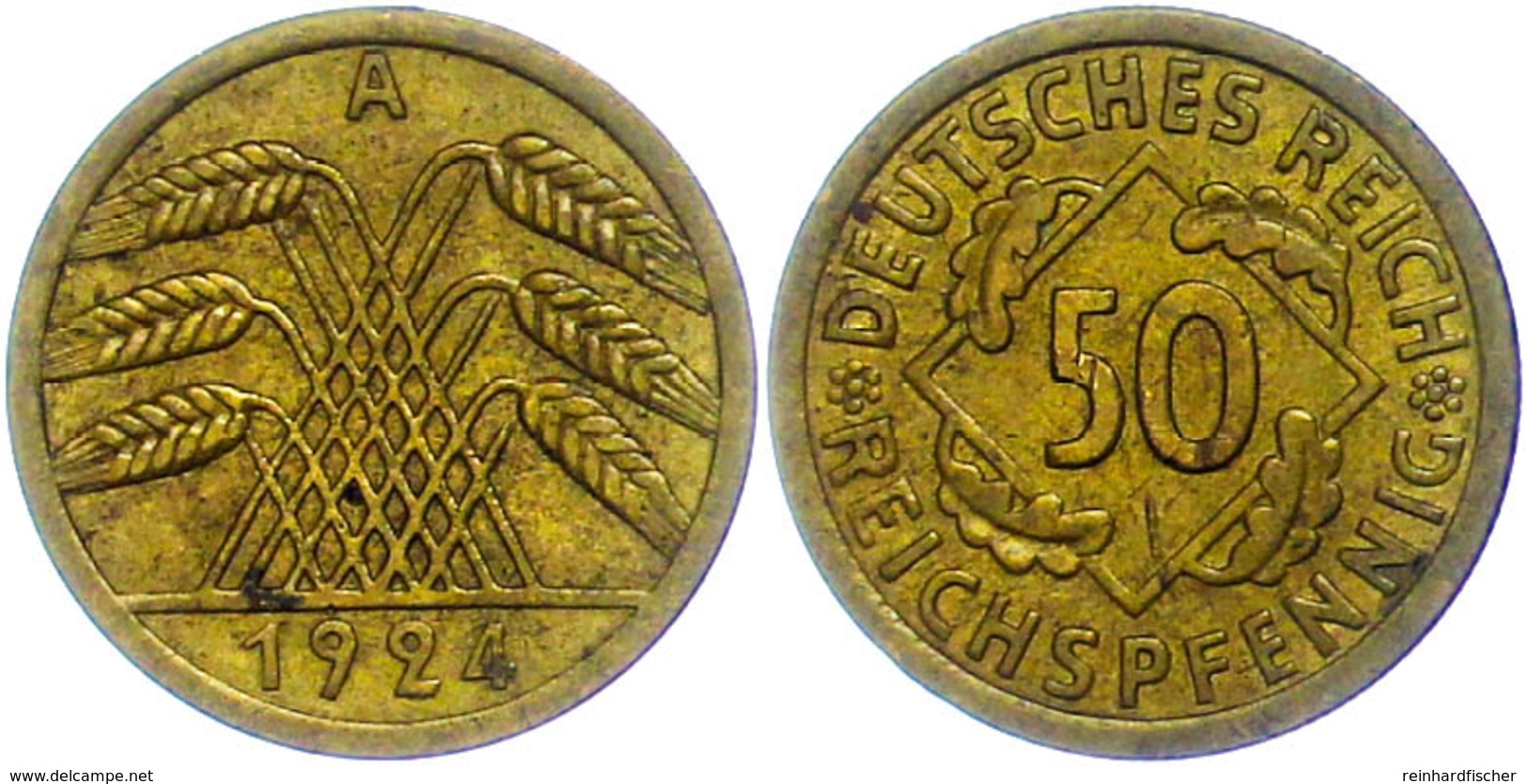 151 50 Reichspfennig,1924, A, Kl. Rf., Vz., Katalog: J. 318 Vz - Andere & Zonder Classificatie