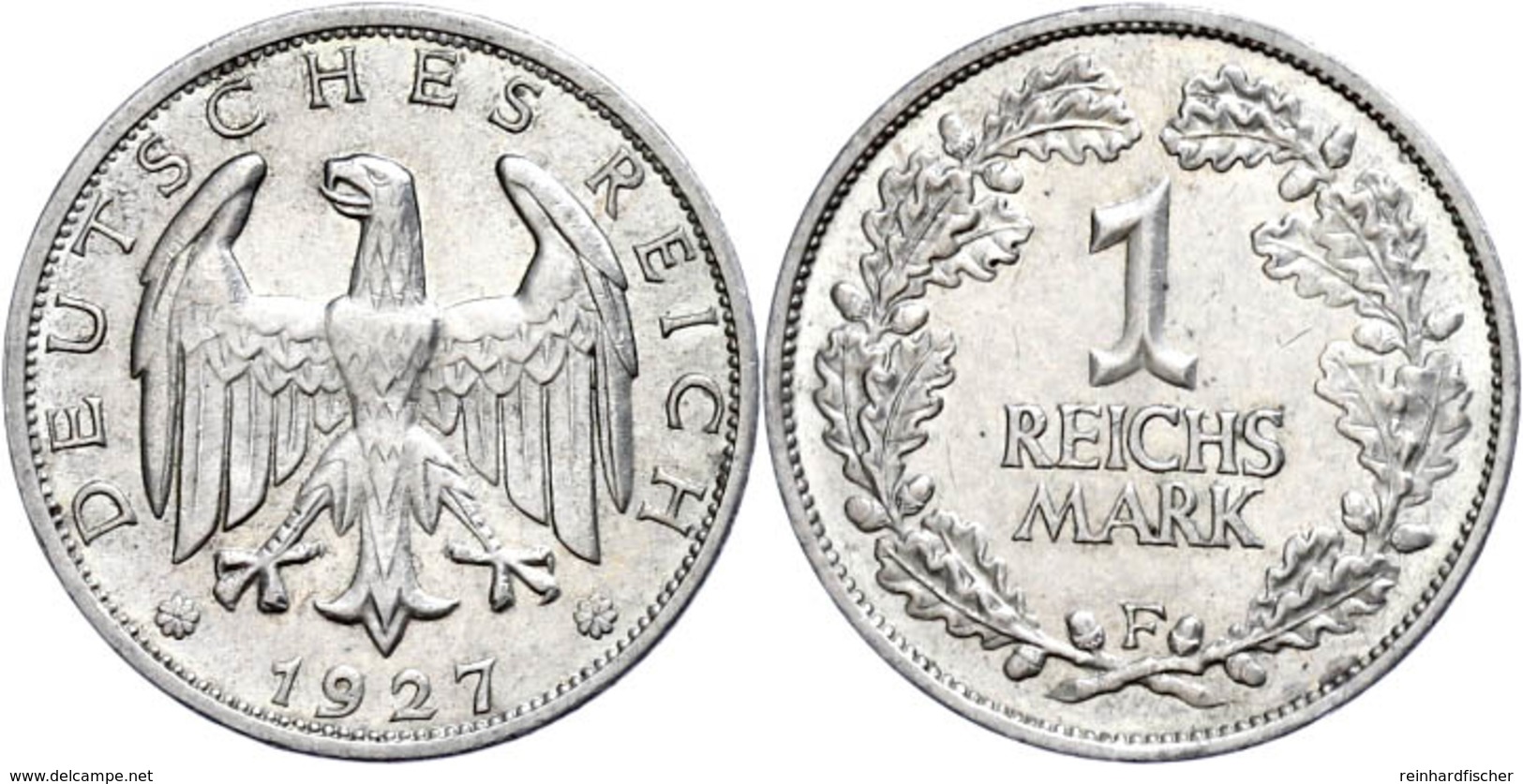 152 1 Reichsmark, 1927, Mzz F, Vz., Katalog: J. 319 Vz - Sonstige & Ohne Zuordnung