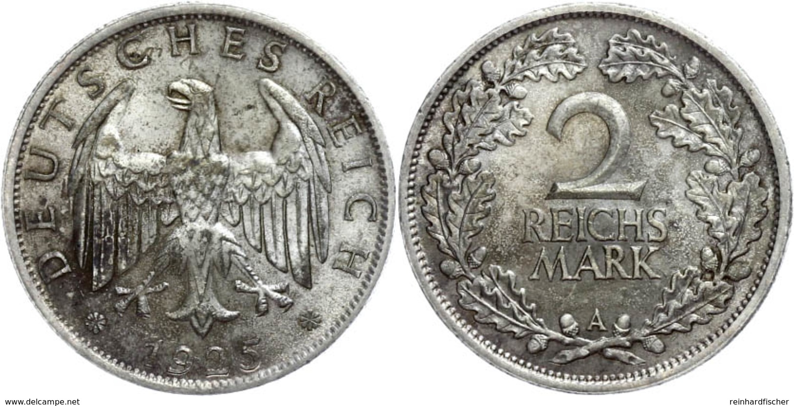 154 2 Reichsmark, 1925, A, Wz. Rf., F. St., Katalog: J. 320 - Sonstige & Ohne Zuordnung