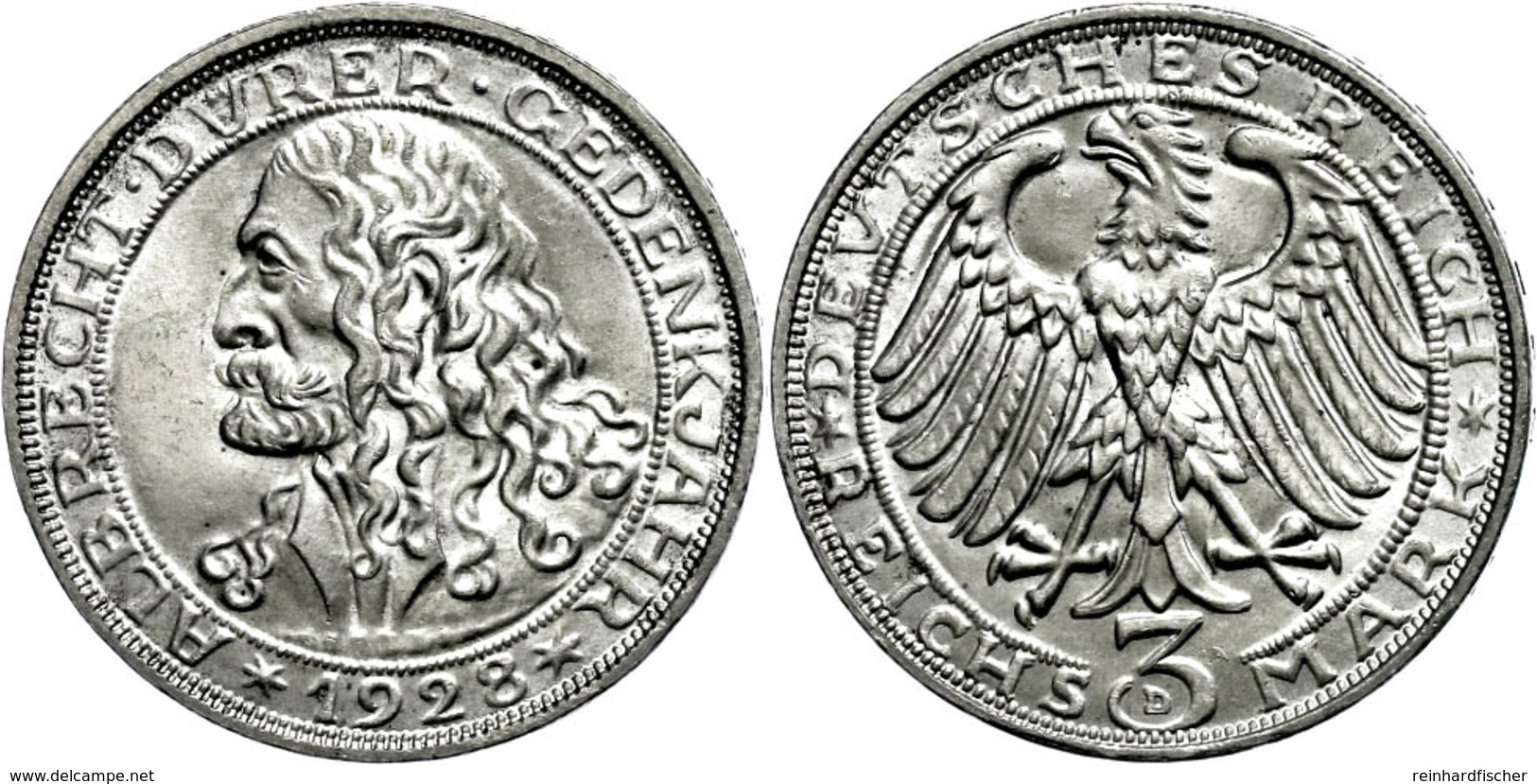 163 3 Reichsmark, 1928, Dürer, St., Katalog: J. 332 St - Andere & Zonder Classificatie