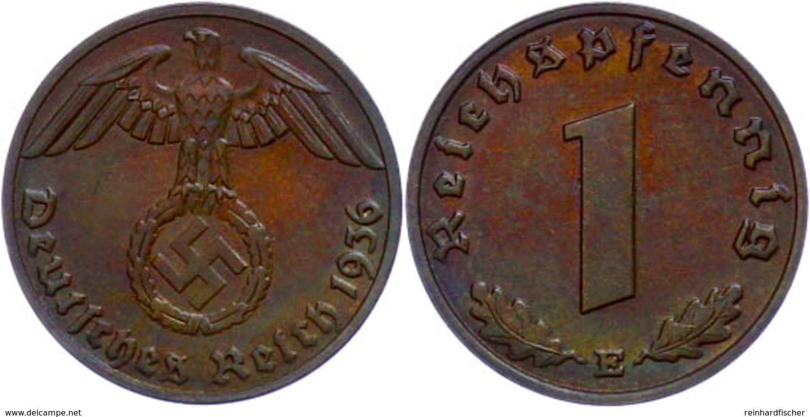 171 1 Reichspfennig, 1936, Mzz E, Vz., Katalog: J. 361 Vz - Sonstige & Ohne Zuordnung