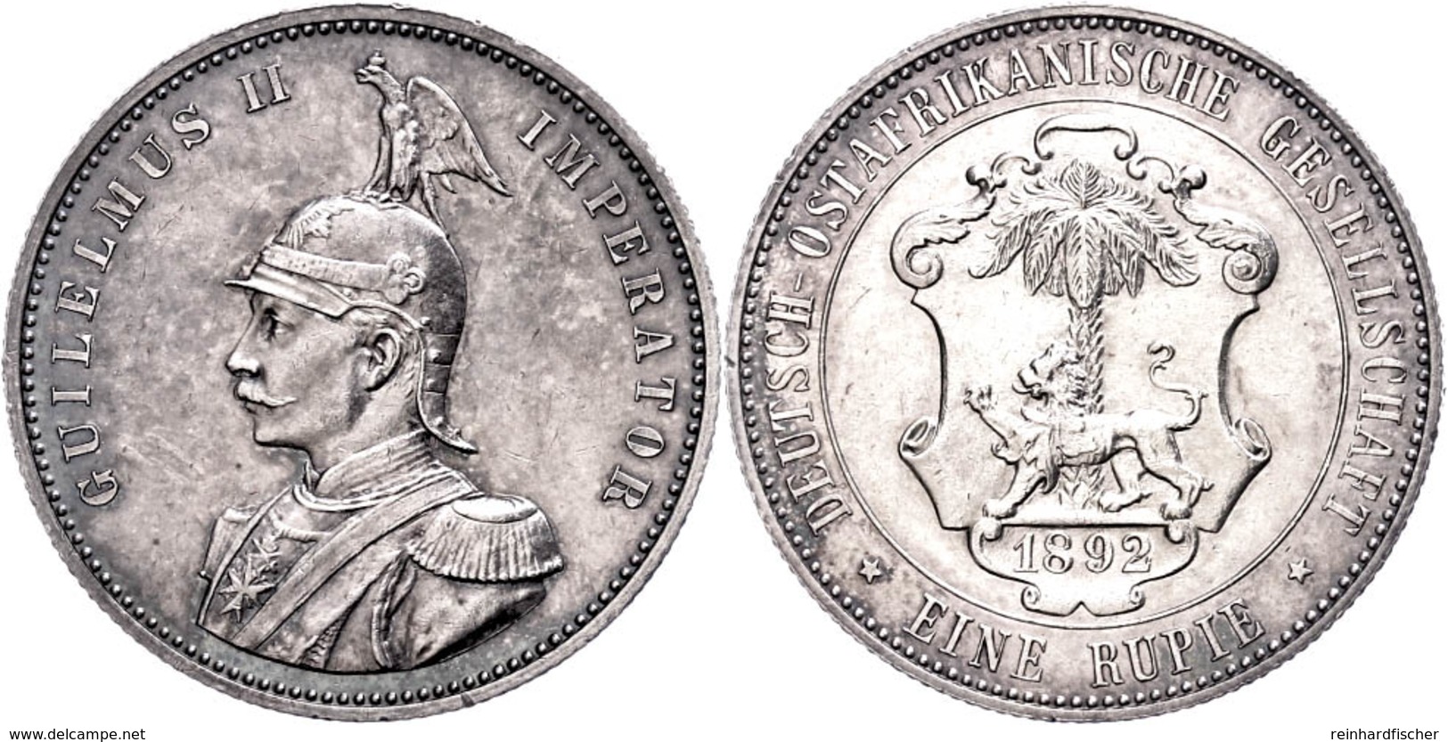 178 DOA, Rupie, 1892, Wilhelm II., Vz., Katalog: J. 713 Vz - Other & Unclassified