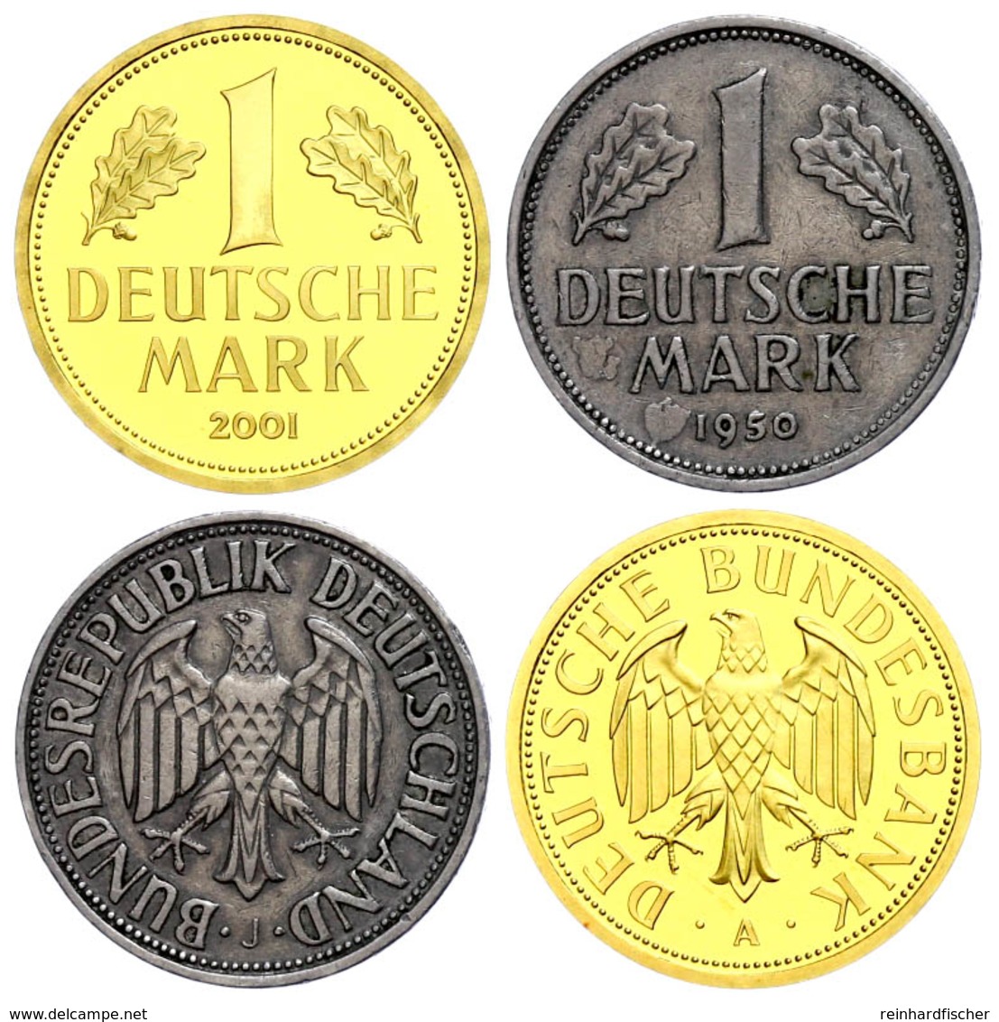 179 2 X 1 Mark, Gold Und Silber, 2001, A, Abschiedsmark, Jeweils In Kapsel, Zusammen In Schatulle, St., Katalog: J. 385  - Sonstige & Ohne Zuordnung