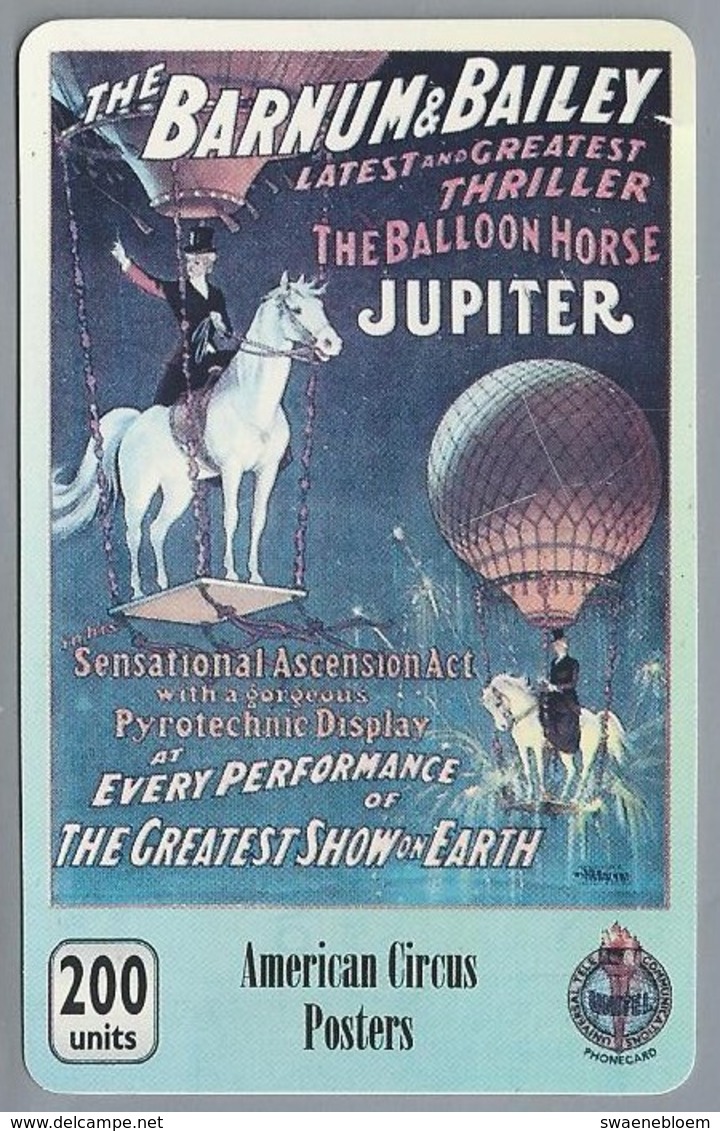 Telefoonkaart. PHONECARD. American Circus Posters. BARNUM & BAILEY. The Balloon Horse. JUPITER. 200 UNITS. - Andere & Zonder Classificatie