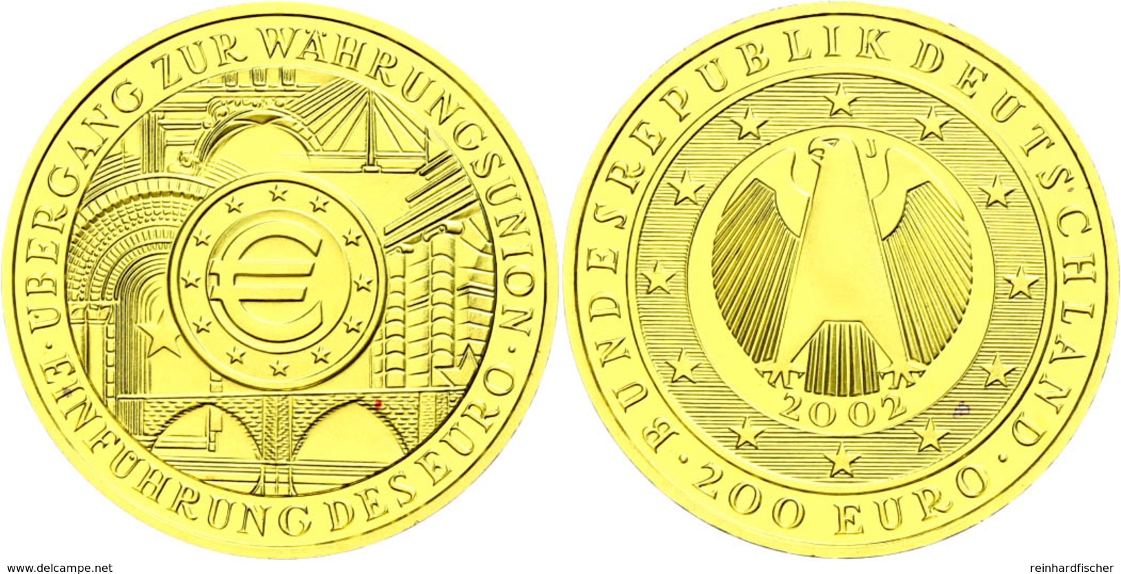 211 200 Euro, Gold, 2002, J, Währungsunion, In Ausgabeschatulle, St., Katalog: J. 494 St - Sonstige & Ohne Zuordnung