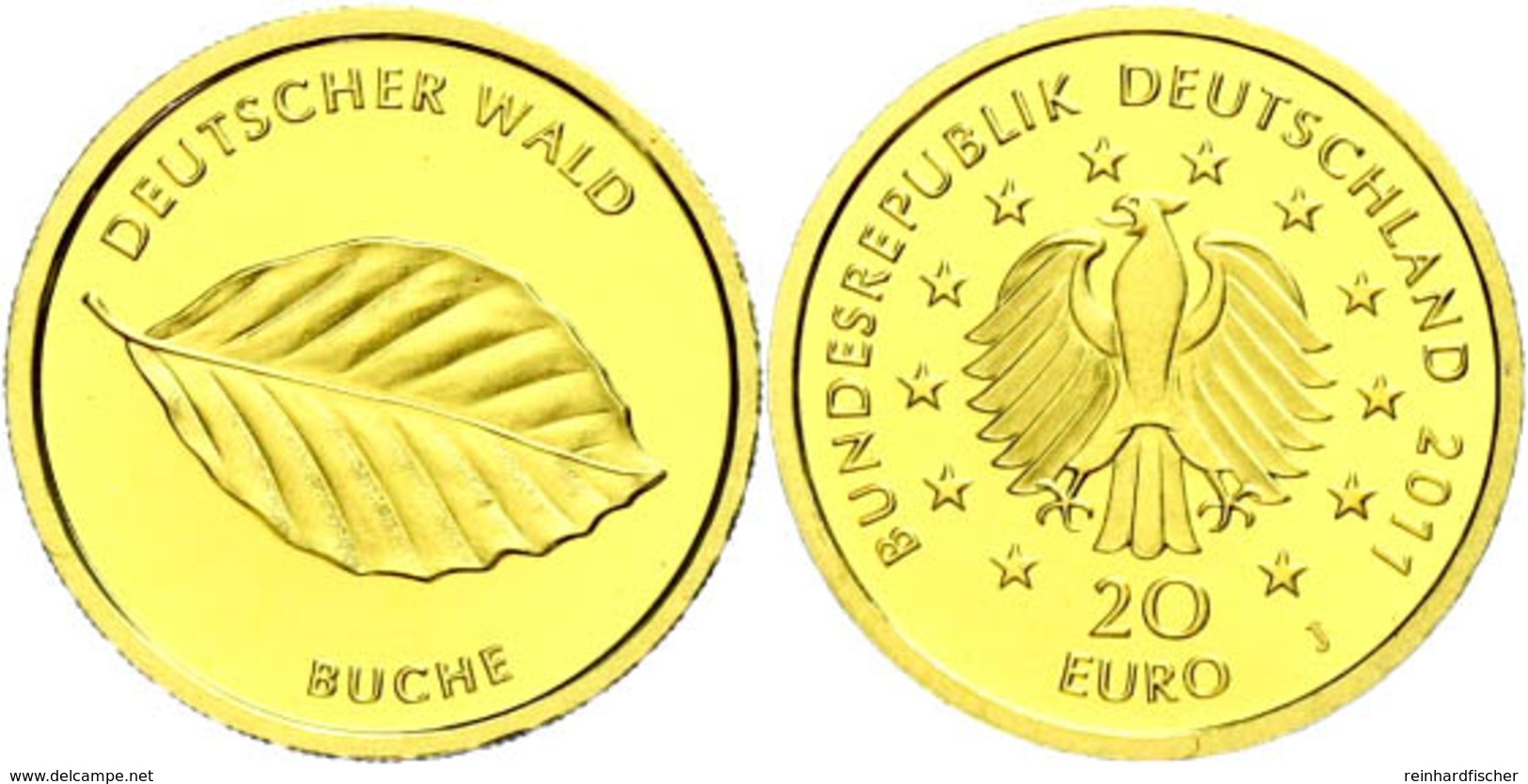 216 20 Euro, Gold, 2011, Deutscher Wald-Buche, Mzz J, In Kapsel, Mit Originalzertifikat, St., Katalog: J. 562 St - Andere & Zonder Classificatie