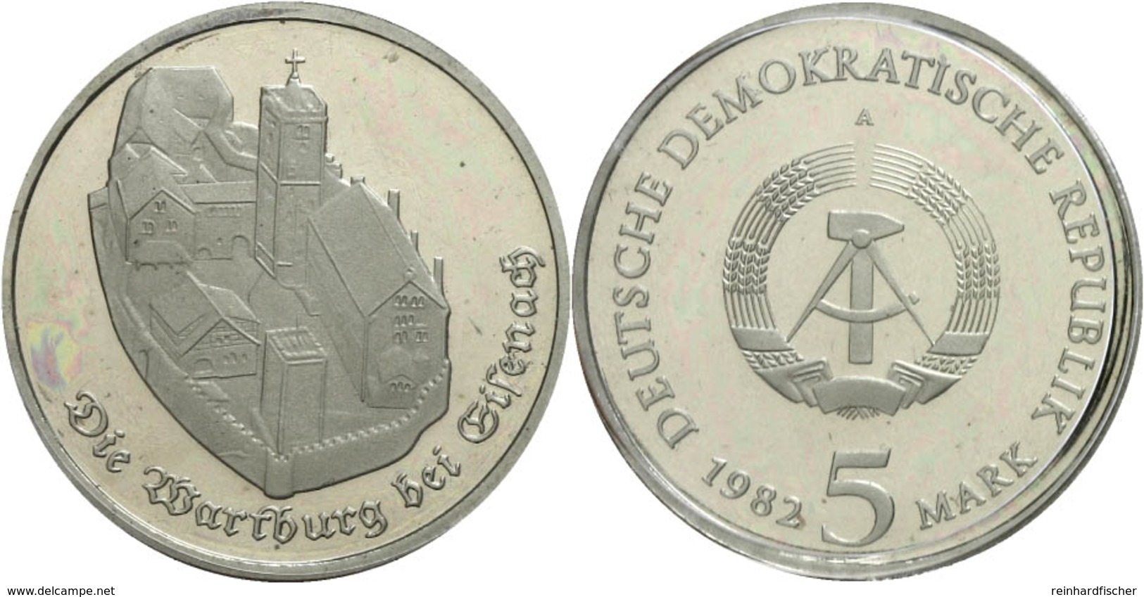 250 5 Mark, 1982, Wartburg Bei Eisenach, In Hartplastik (ohne Plombe!), PP., Katalog: J. 1586 PP - Andere & Zonder Classificatie