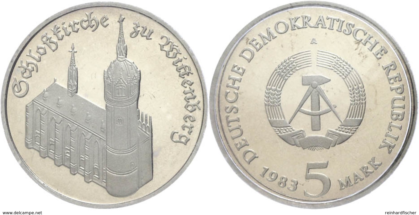 251 5 Mark, 1983, Schlosskirche Zu Wittenberg, In Hartplastik Verplombt, PP., Katalog: J. 1588 PP - Sonstige & Ohne Zuordnung