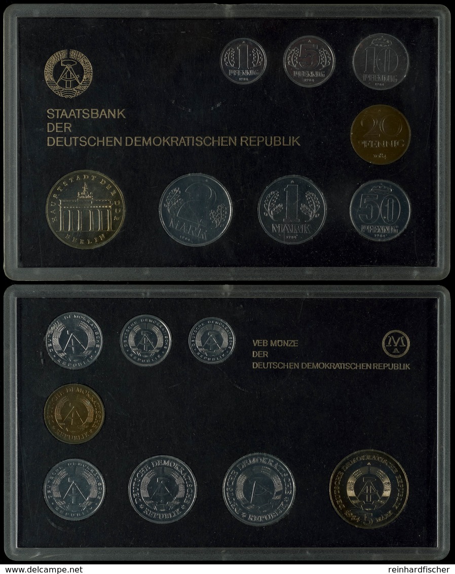 275 1 Pfennig Bis 5 Mark, 1984, KMS, 8 Münzen, 5 Mark Brandenburger Tor, In Hartplastik, St.  St - Münz- Und Jahressets