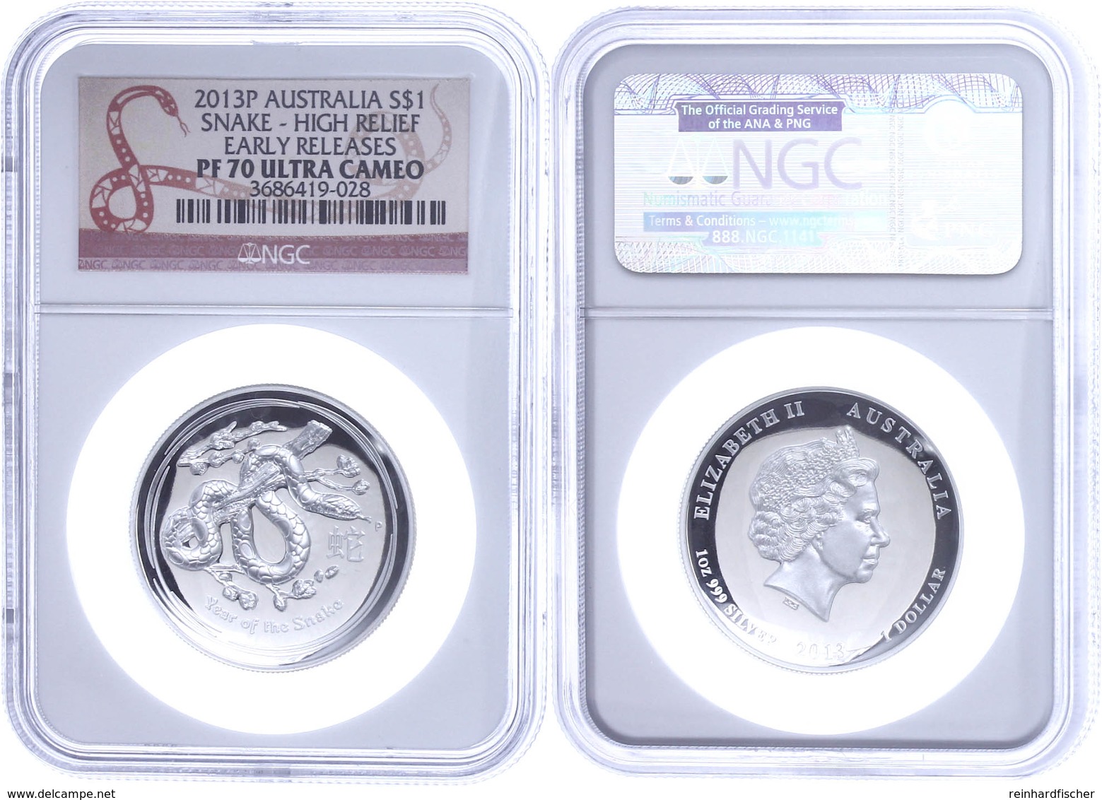 300 Dollar, 2013, P, Year Of The Snake, In Slab Der NGC Mit Der Bewertung PF70 Ultra Cameo, High Relief, Early Releases. - Sonstige & Ohne Zuordnung