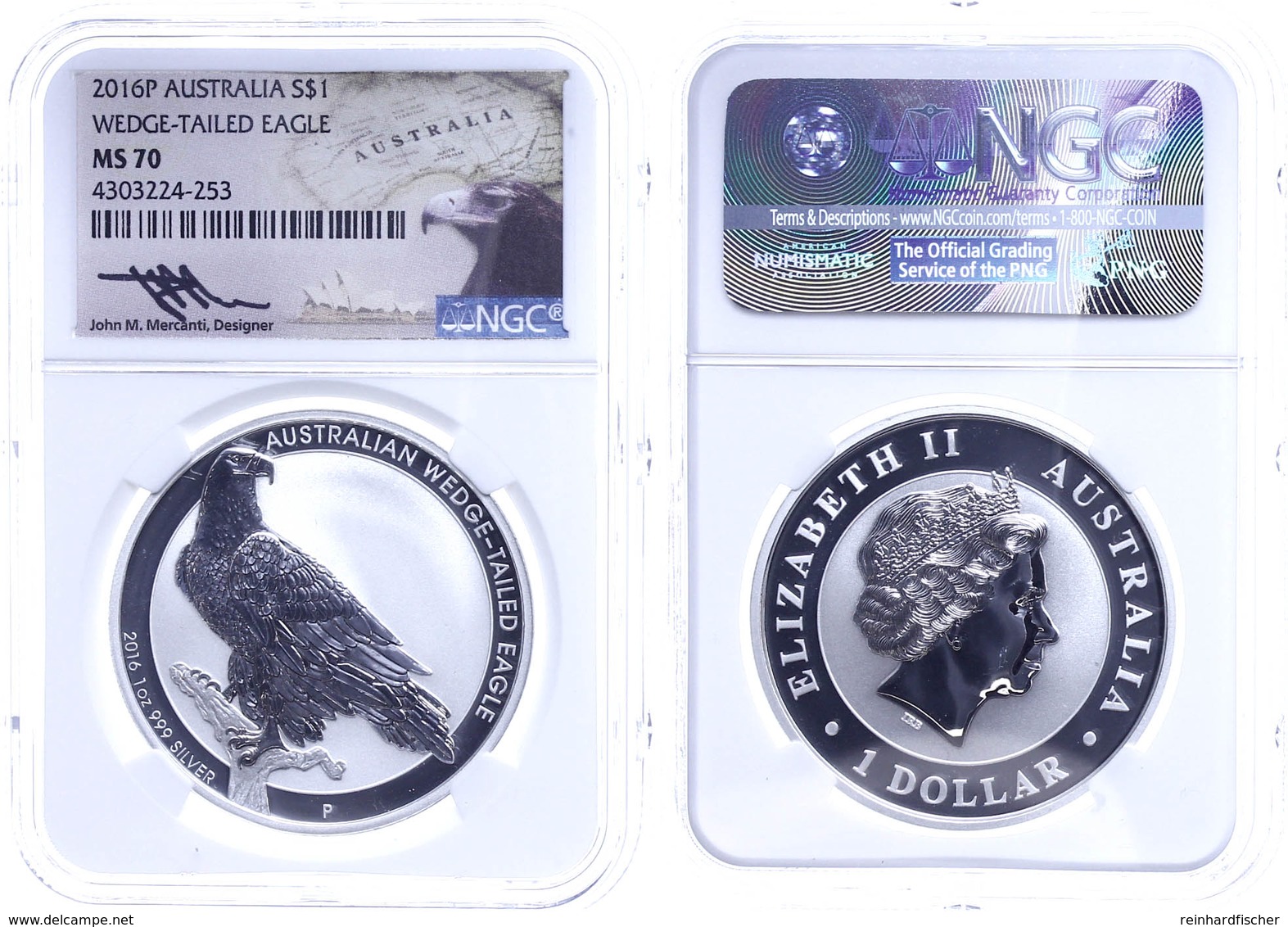 311 1 Dollar, 2015, Wedged Tailed Eagle, In Slab Der NGC Mit Der Bewertung PF70 Ultra Cameo, Mercanti-Eagle Label. - Andere & Zonder Classificatie