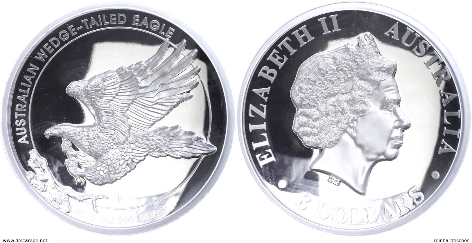 314 8 Dollars, 2015, Wedge Tailed Eagle, 5 Unzen Silber, High Relief, Etui Mit OVP Und Zertifikat. Auflage Nur 2.500 Stü - Sonstige & Ohne Zuordnung