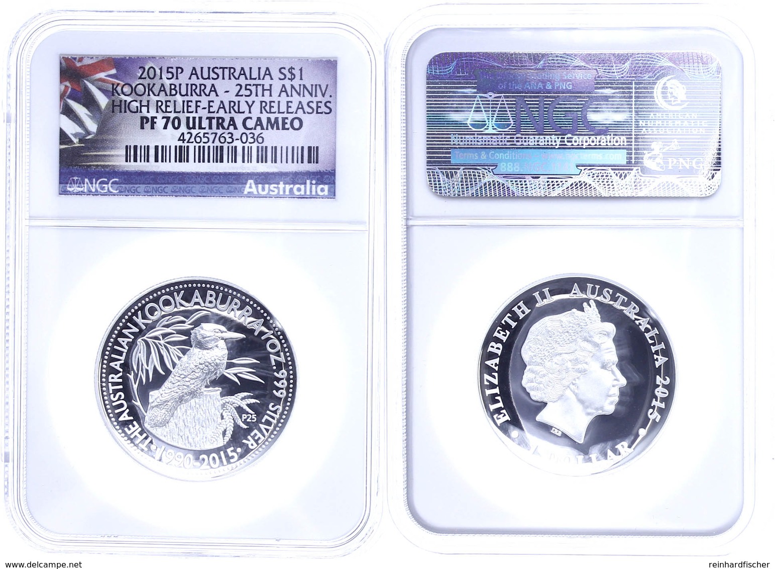 315 Dollar, 2015, Kookaburra, In Slab Der NGC Mit Der Bewertung PF70 Ultra Cameo, High Relief, Early Releases, Flag Labe - Andere & Zonder Classificatie