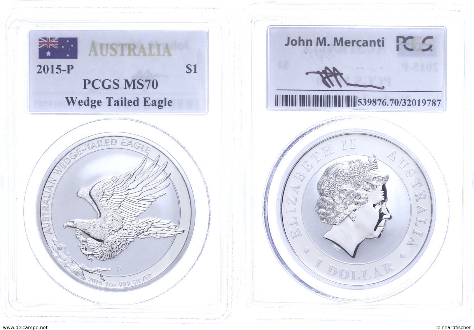 317 Dollar, 2015, Wedge Tailed Eagle, In Slab Der PCGS Mit Der Bewertung MS70, First Strike, Flag Label. - Andere & Zonder Classificatie