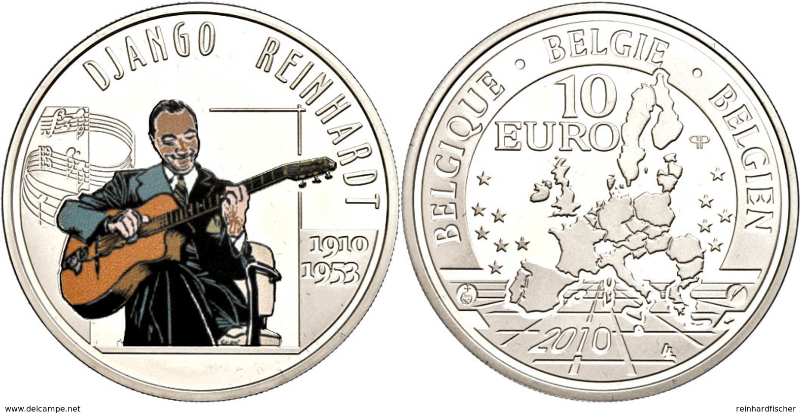 330 10 Euro, 2010, 100. Geburtstag Von Django Reinhardt - Tampondruck, KM 291, Schön 276, Im Etui Mit Kapsel Und Zertifi - Sonstige & Ohne Zuordnung