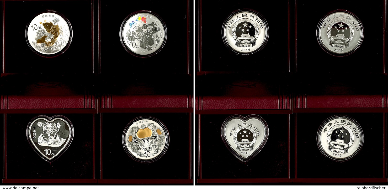 350 Set Zu 4x 10 Yuan, 2015, Auspicious Culture - Glückssymbole: Schmetterlinge Und Kürbisse, Mandarin Enten Und Lotus,  - China