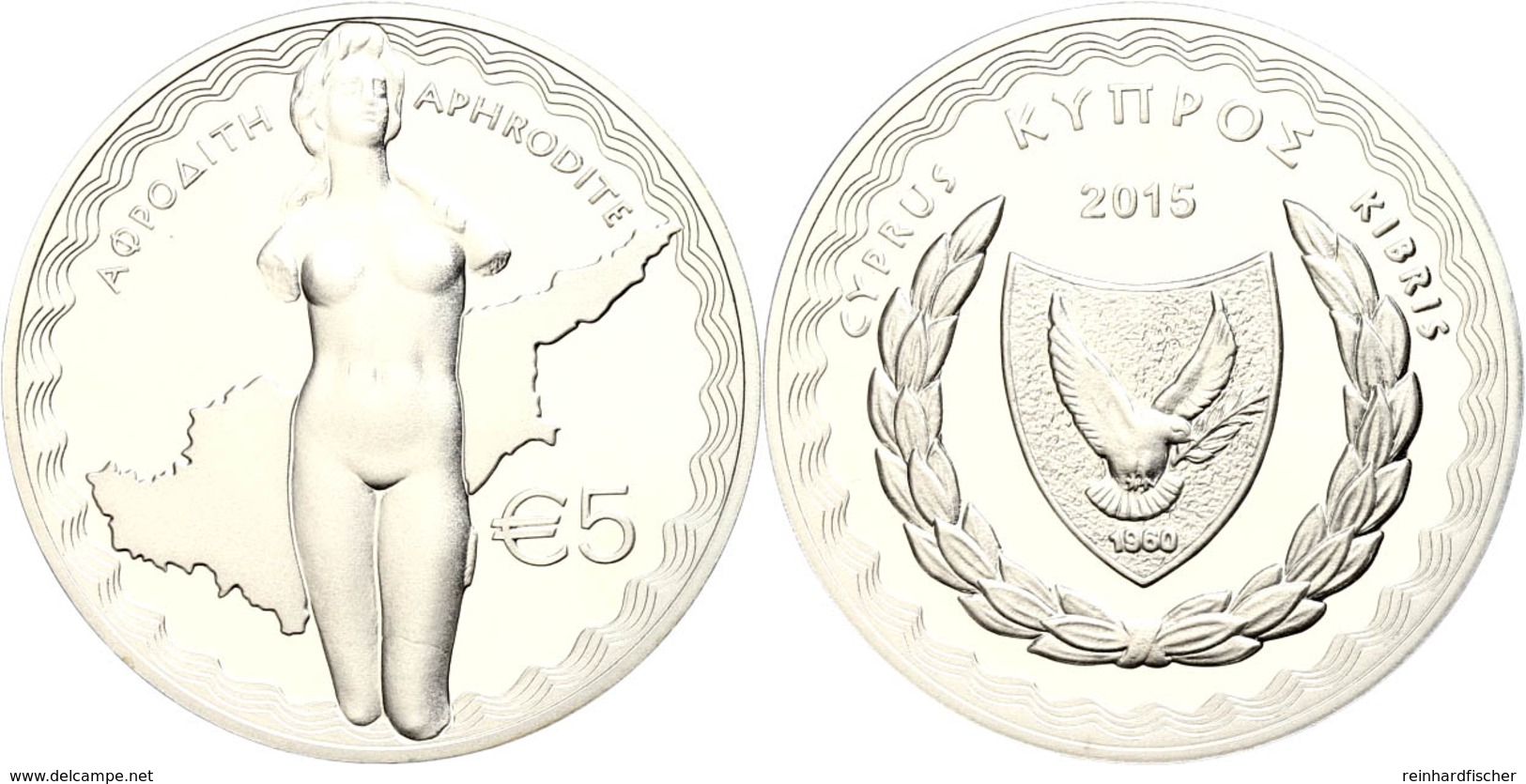 370 5 Euro, 2015, Aphrodite Göttin Der Liebe, Im Etui Mit Kapsel Und Zertifikat, PP. Auflage Nur 4.000 Stück.  PP - Estland