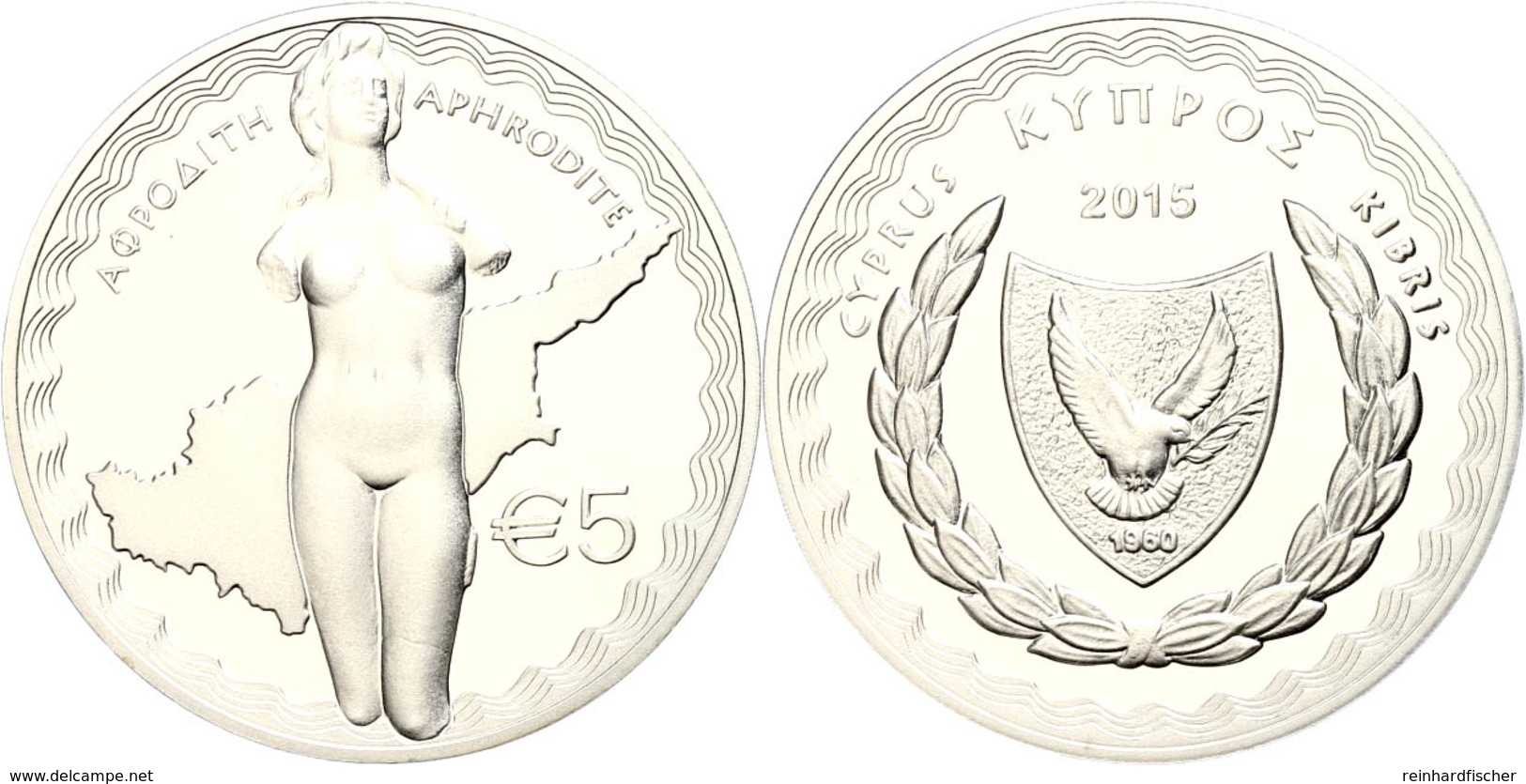 370 5 Euro, 2015, Aphrodite Göttin Der Liebe, Im Etui Mit Kapsel Und Zertifikat, PP. Auflage Nur 4.000 Stück.  PP - Estonia