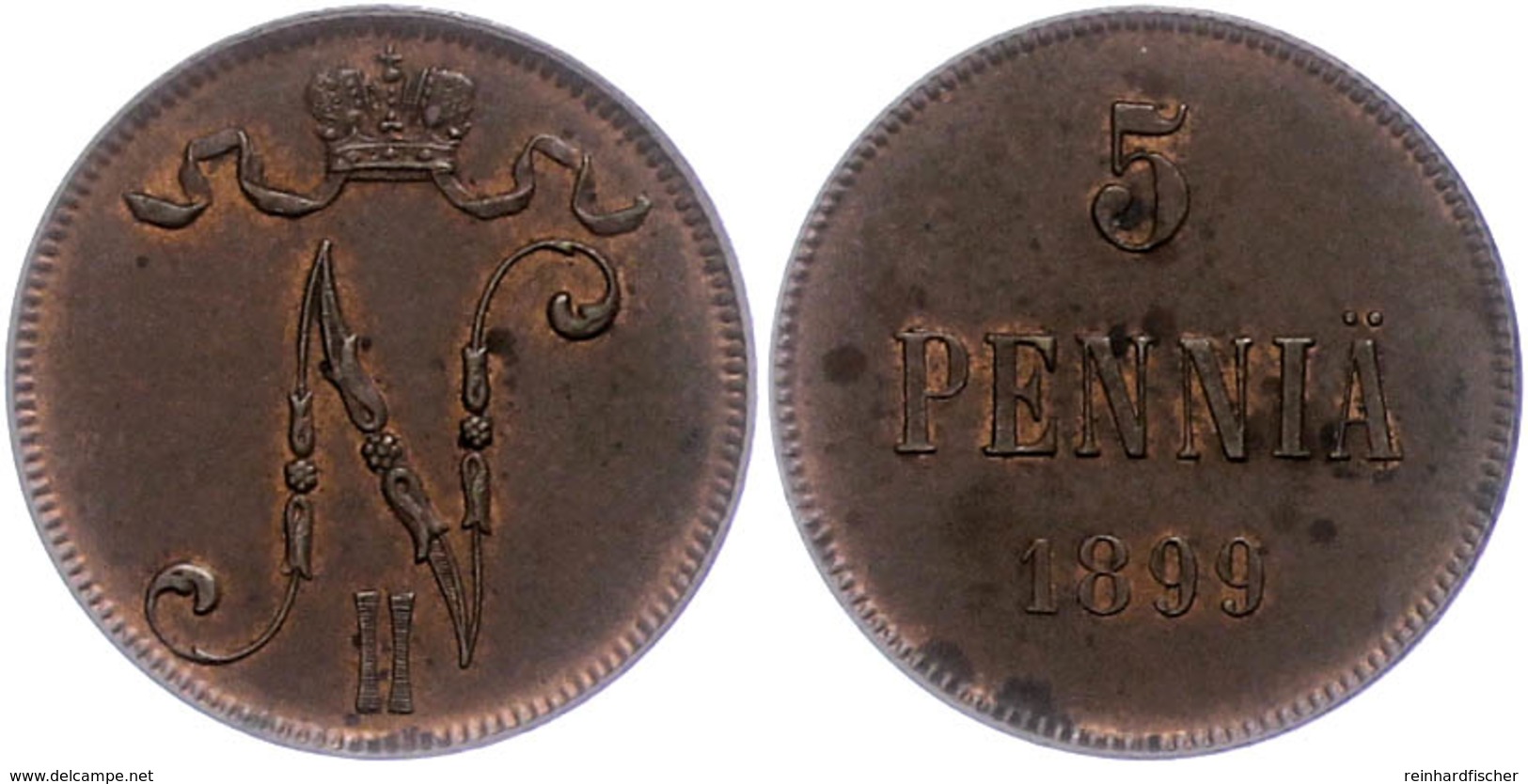 379 5 Penniä, 1899, Nikolaus II., Bitkin 444, Vz.  Vz - Finnland