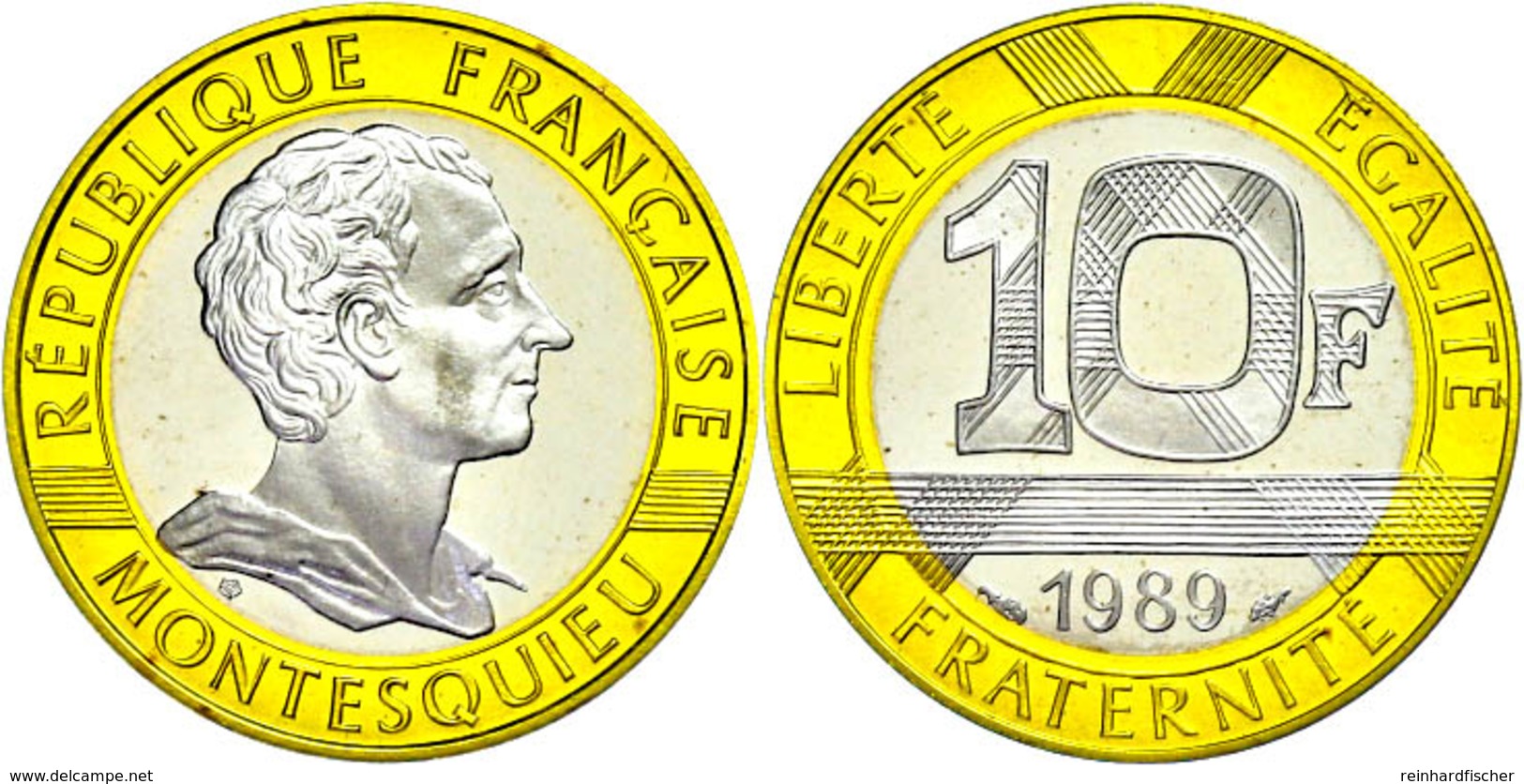 386 10 Francs, Gold/Palladium, 1989, Montesquieu, Fb. 610, Mit Zertifikat Im Etui, Berührte PP. Auflage Max. 5000 Exempl - Other & Unclassified