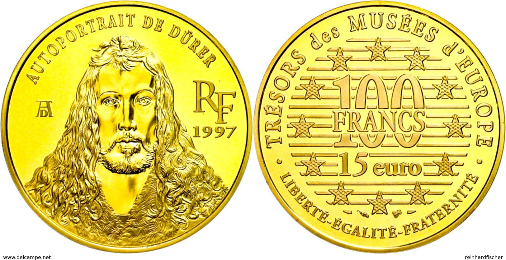 389 100 Francs/15 Euro, Gold, 1997, Dürer, KM 1953, Mit Zertifikat In Ausgabeschatulle, PP.  PP - Sonstige & Ohne Zuordnung