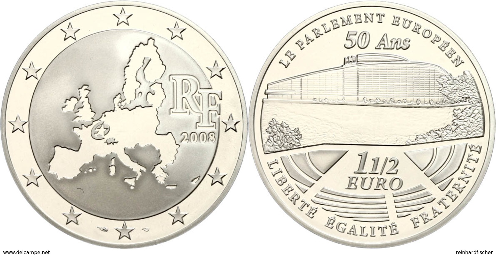 403 1,5 Euro, 2008, 50 Jahre Europäisches Parlament, KM 1532, Schön 977, Im Etui Mit OVP Und Zertifikat, Angelaufen, PP. - Sonstige & Ohne Zuordnung