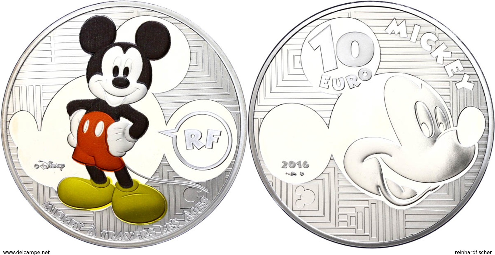 425 10 Euro, 2016, Mickey A Travers Les Ages, 900er Silber, Etui Mit OVP Und Zertifikat, PP. Auflage Nur 3.000 Stück.  P - Sonstige & Ohne Zuordnung