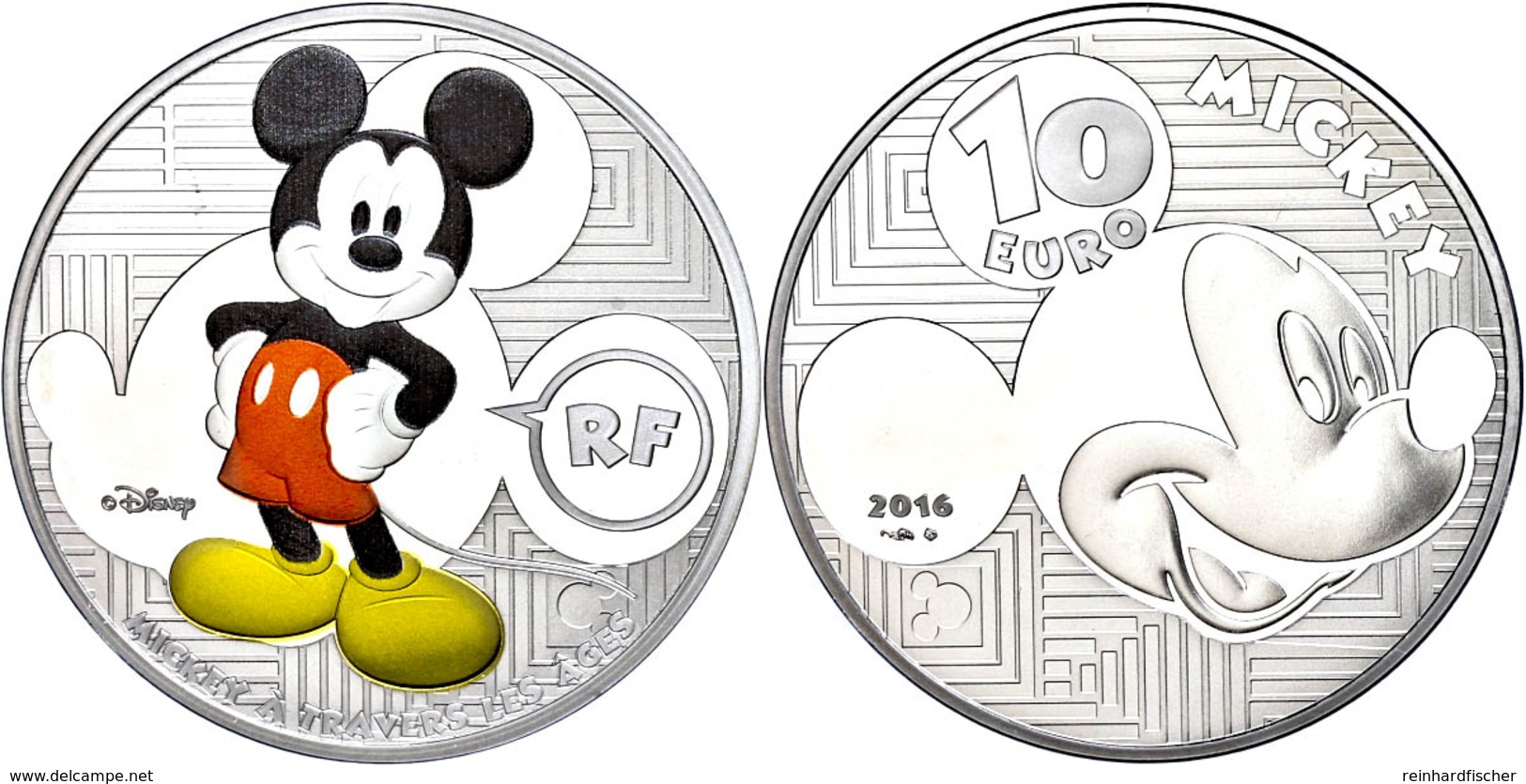 426 10 Euro, 2016, Mickey A Travers Les Ages, 900er Silber, Etui Mit OVP Und Zertifikat. Auflage Nur 3.000 Stück, PP  PP - Other & Unclassified