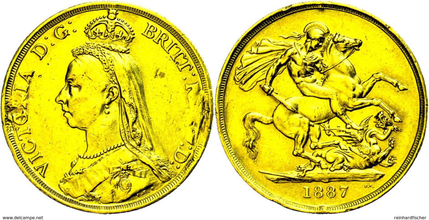 440 2 Pounds, Gold, 1887, Victoria, Fb. 391, Seaby 3865, Fassungsspuren Und Kratzer, Ss-vz  Ss-vz - Andere & Zonder Classificatie