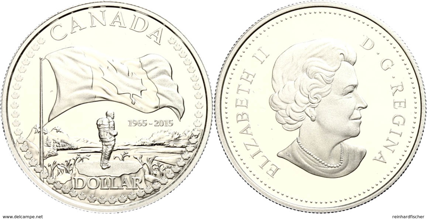496 1 Dollar, 2015, 50 Jahre Kanadische Flagge, KM 1839, Schön 1626, Im Etui Mit OVP Und Zertifikat, Angelaufen, PP. Auf - Canada