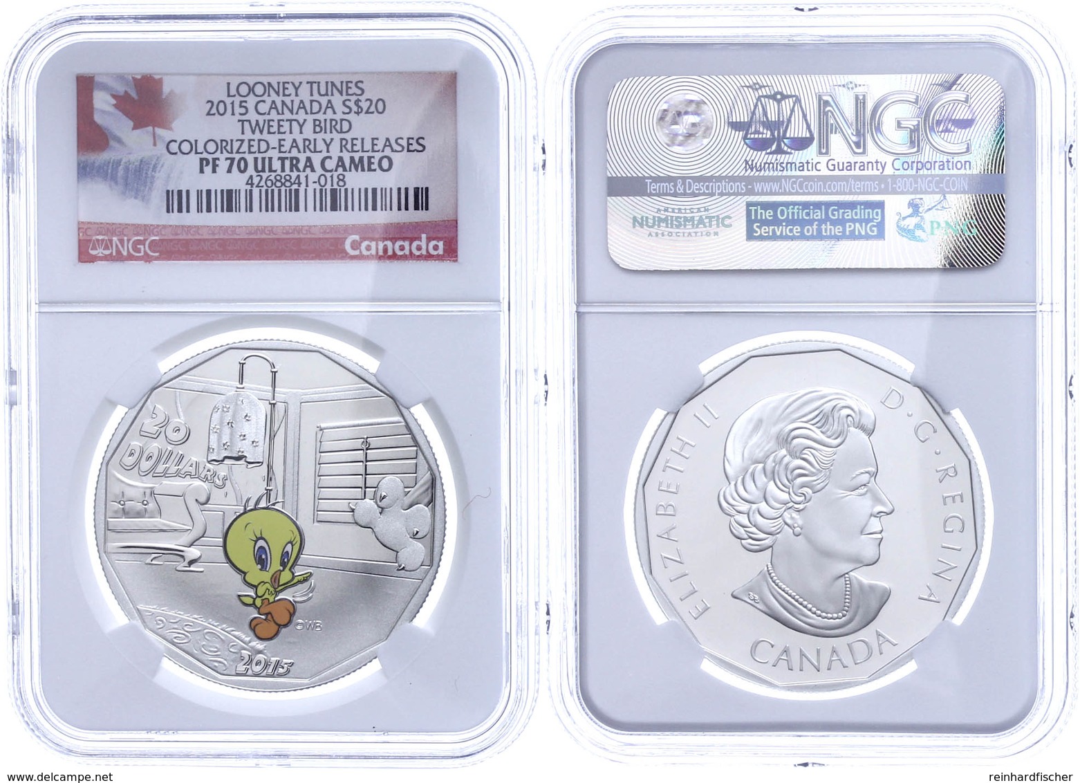 502 20 Dollars, 2015, Looney Tunes-Tweety Bird, In Slab Der NGC Mit Der Bewertung PF 70 Ultra Cameo, Colorized Early Rel - Canada