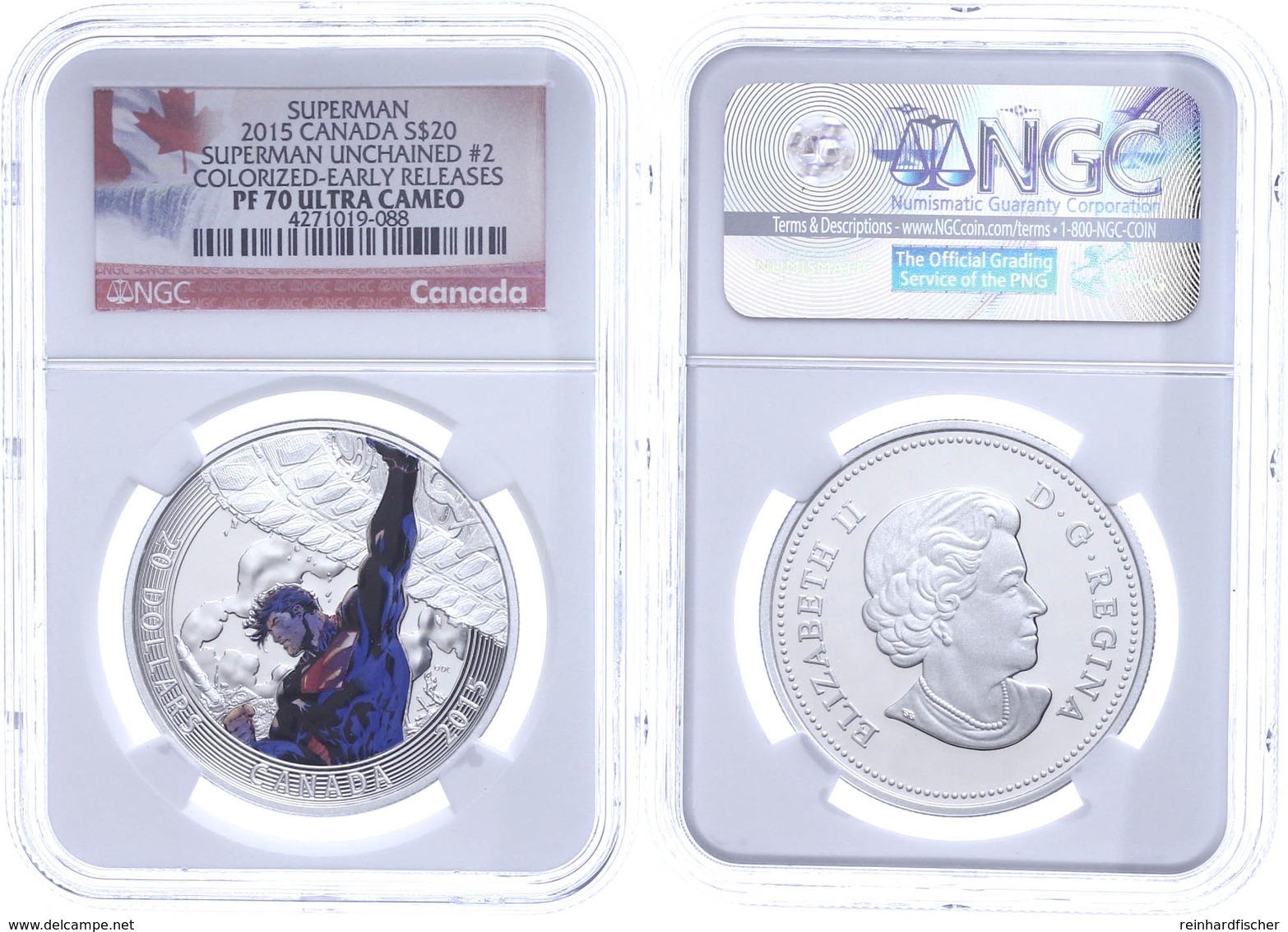 505 20 Dollars, 2015, Superman-Superman Unchained #2, In Slab Der NGC Mit Der Bewertung PF 70 Ultra Cameo, Colored Early - Canada