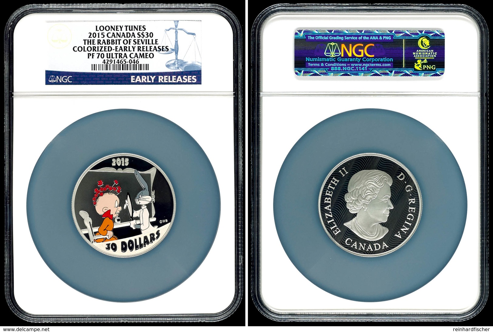 510 30 Dollars, 2015, Looney Tunes-The Rabbit Of Seville, In Slab Der NGC Mit Der Bewertung PF70 Ultra Cameo, Colorized  - Canada