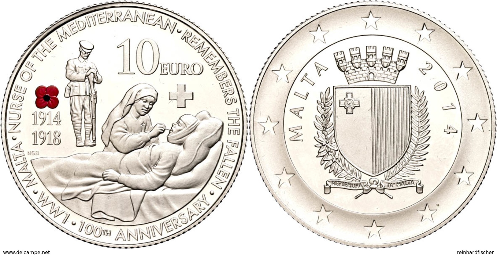 532 10 Euro, 2014, 100 Jahre I. Weltkrieg, Mit Zertifikat In Ausgabeschatulle, Fingerabdruck, PP.  PP - Malta