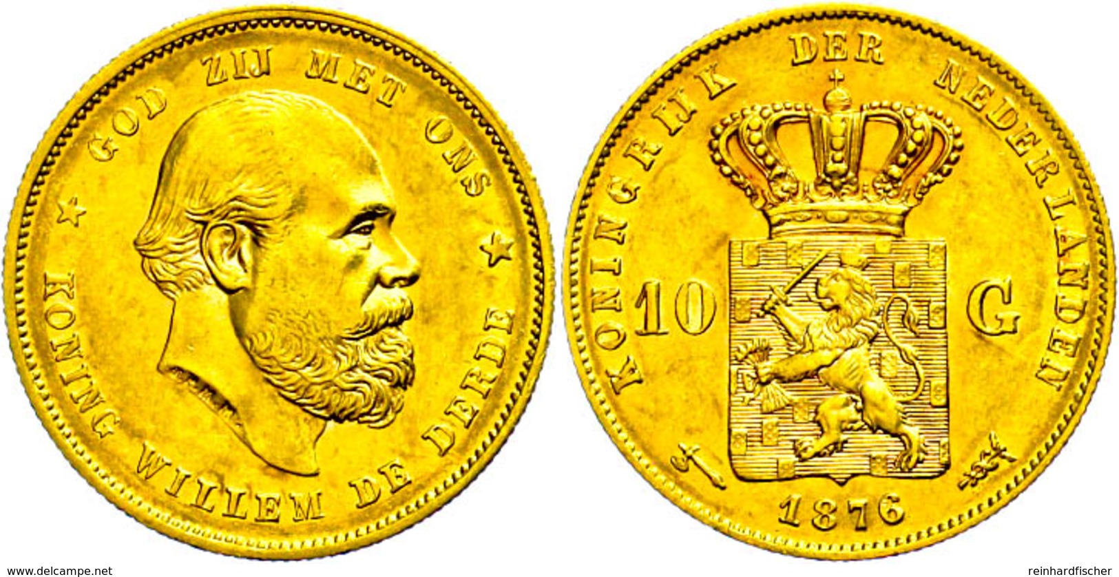 543 10 Gulden, Gold, 1876, Wilhelm III., Fb. 342, Ss-vz  Ss-vz - Sonstige & Ohne Zuordnung