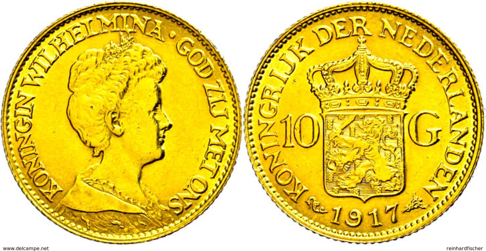 545 10 Gulden, Gold, 1917, Wilhelmina, Fb. 349, Vz.  Vz - Sonstige & Ohne Zuordnung