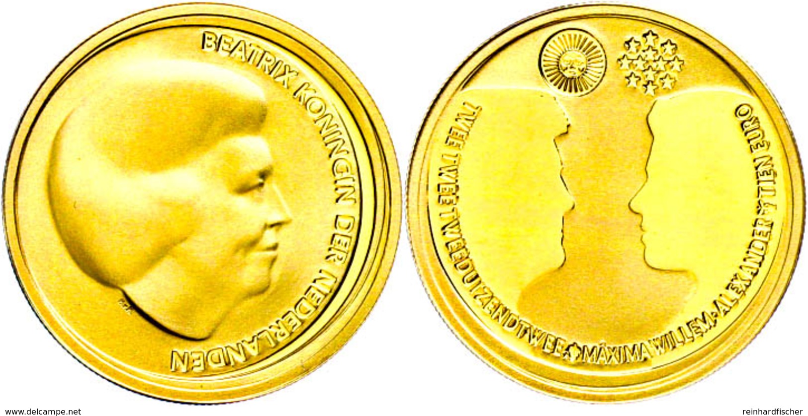 547 10 Euro, Gold, 2002, Hochzeit Von Kronprinz Willem Alexander Und Maxima Zorreguieta, Fb. 357, In Kapsel, PP.  PP - Other & Unclassified