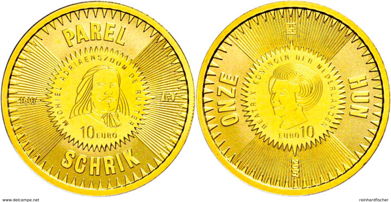 549 10 Euro, Gold, 2007, Michael De Ruyter, Fb. 369, Mit Zertifikat In Ausgabeschatulle Und Umverpackung, PP.  PP - Andere & Zonder Classificatie