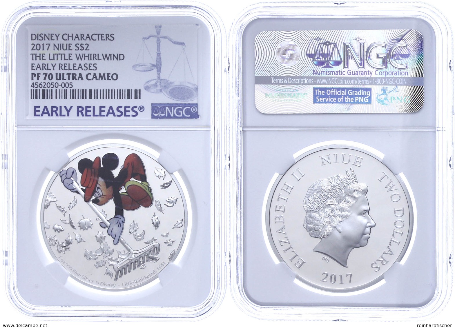 578 2 Dollars, 2017, Mickey-Little Whirlwind, In Slab Der NGC Mit Der Bewertung PF70 Ultra Cameo, Colorized-Early Releas - Niue