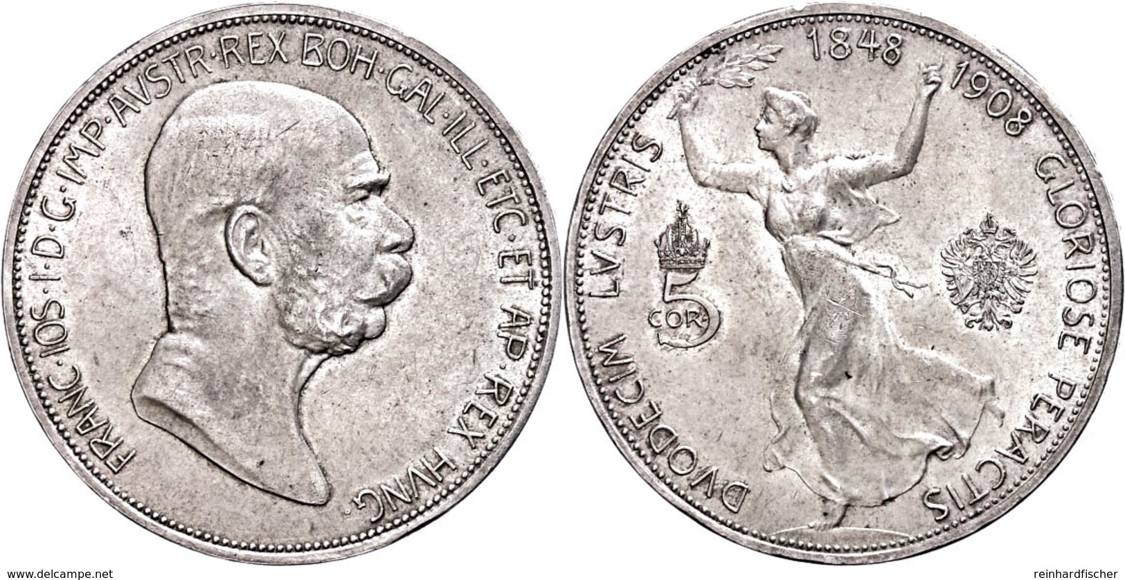 581 5 Kronen, 1908, Franz Joseph I., J. 397, Vz+. - Oostenrijk