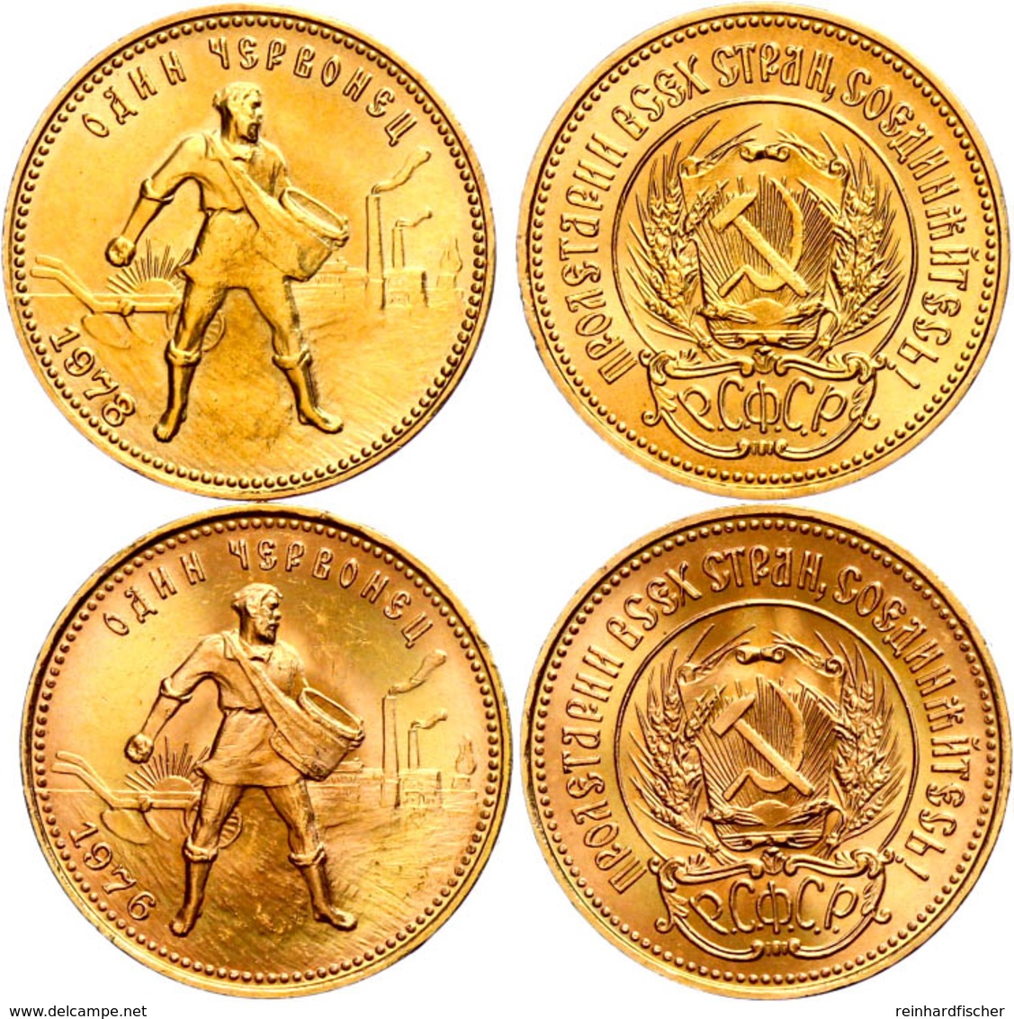 611 2 X 10 Rubel, Gold, 1976 Und 1978, Tscherwonetz, Jeweils Vz-st.  Vz-st - Rusland