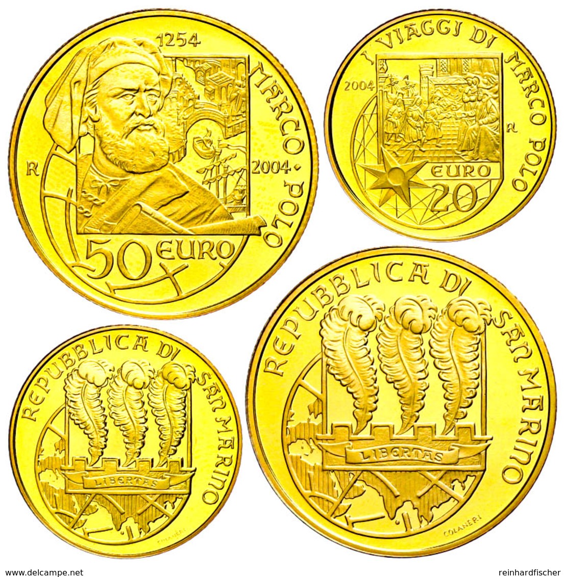 622 Set Zu 20 Und 50 Euro, 2004, Gold, 750. Geburtstag Von Marco Polo, Mit Zertifikat In Schatulle Und OVP, PP.  PP - Sonstige & Ohne Zuordnung