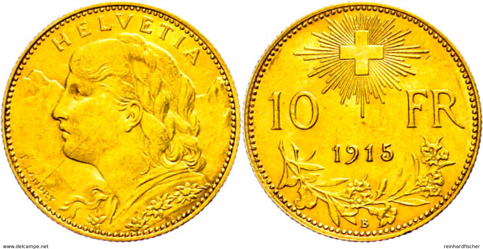 626 10 Franken, Gold, 1915, Fb. 503, Vz.  Vz - Andere & Zonder Classificatie