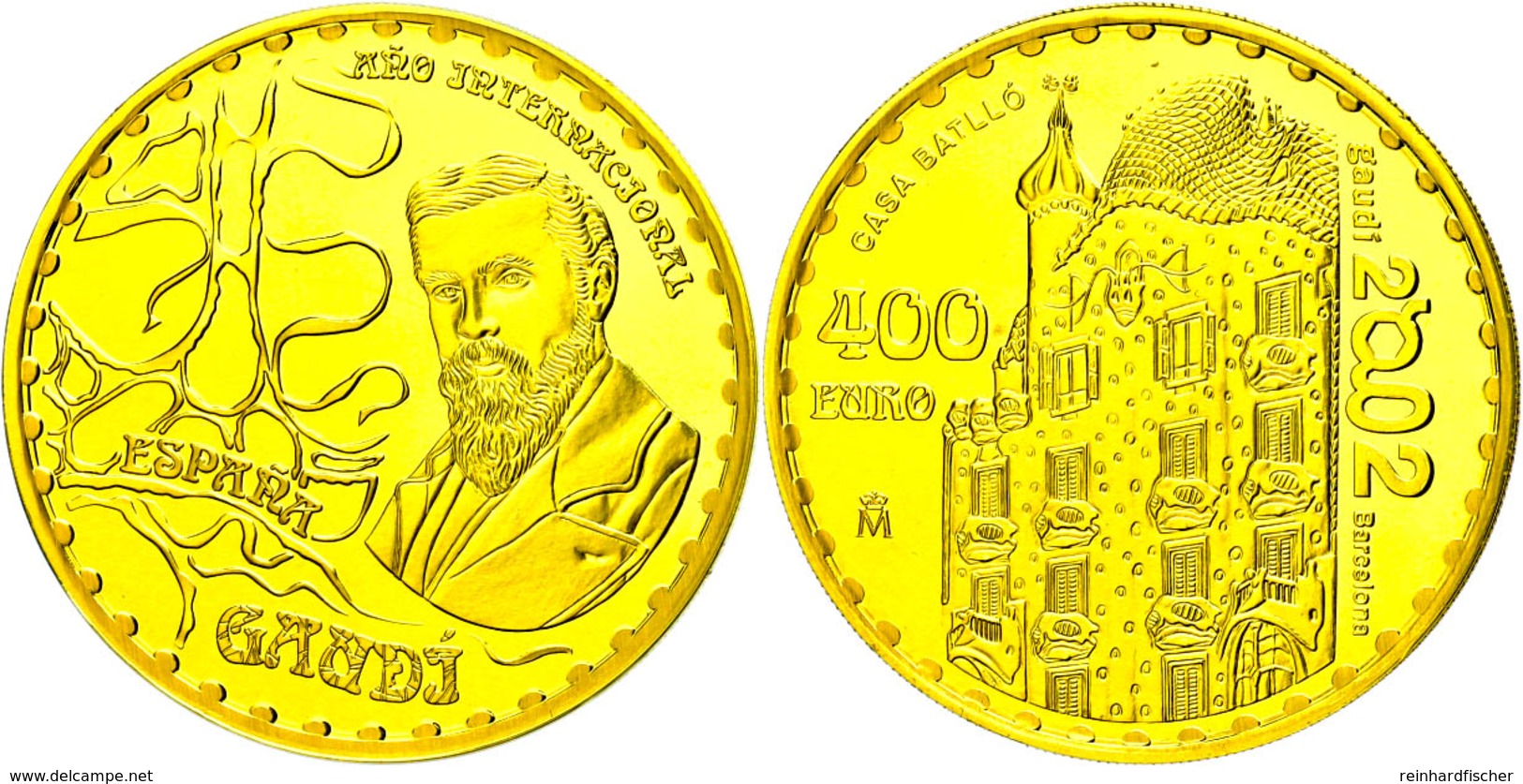 629 400 Euro, Gold, 2002, Antonio Gaudi, Fb. 398, Mit Zertifikat In Ausgabeschatulle Und Umverpackung, PP. Auflage 3000  - Sonstige & Ohne Zuordnung