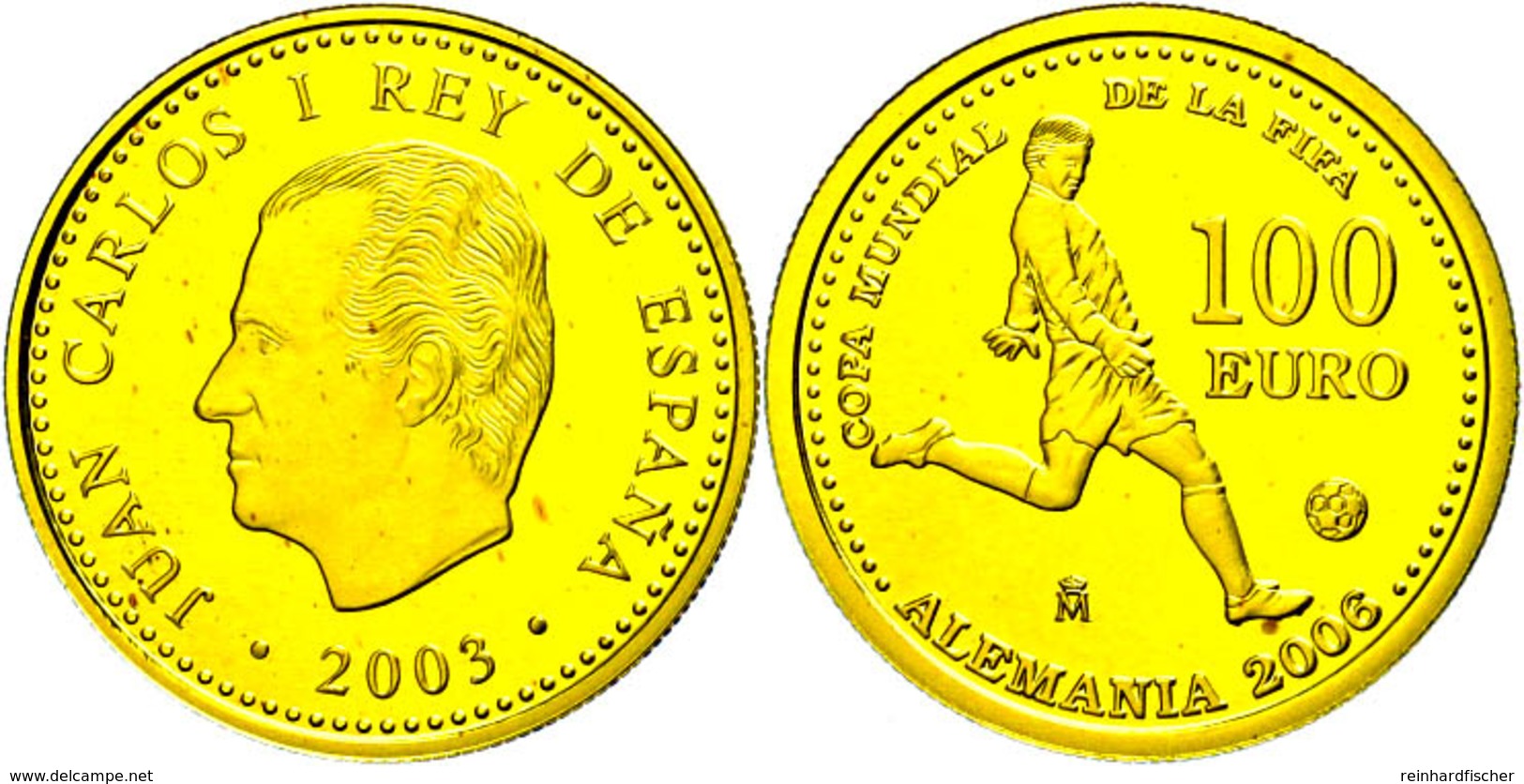 630 100 Euro, Gold, 2003, Fußball WM 2006, Fb. 403, In Kapsel, PP.  PP - Andere & Zonder Classificatie