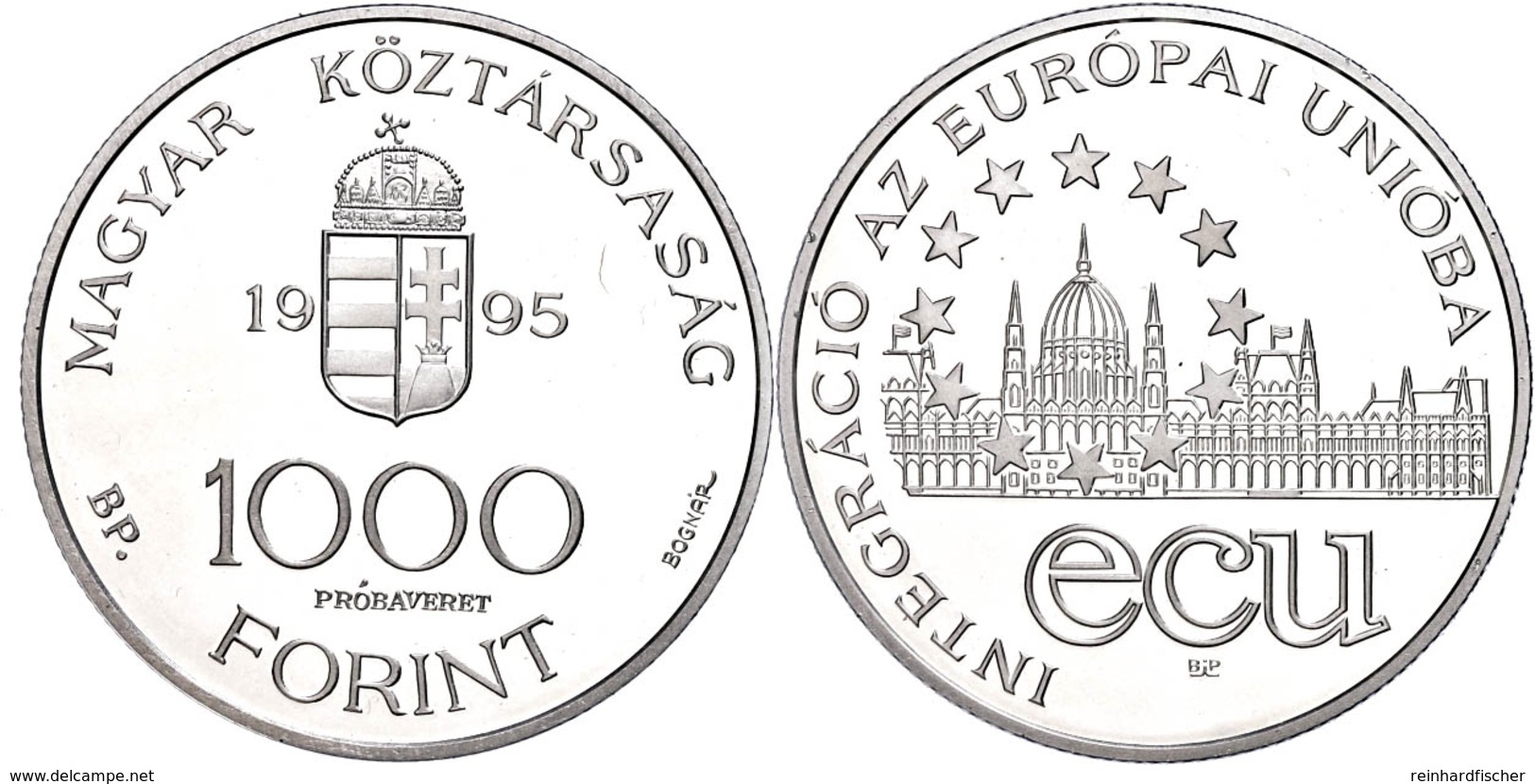 651 1000 Forint, Silber, 1995, Probe, Parlament, Vgl. KM 720, In Kapsel, Min Angelaufen, Wz. Kratzer, PP.  PP - Andere & Zonder Classificatie